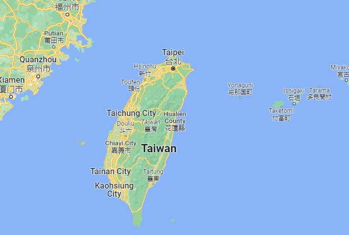 Map of Taiwan, Source Google Maps